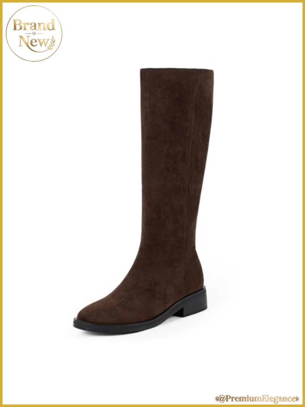 Women's Knee High Boots Faux Suede Flat Round Toe Chunky Heel